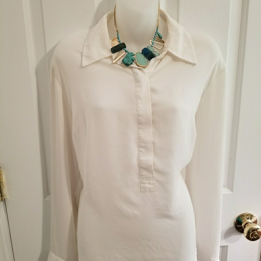 AVA & VIV silky-feel blouse -beautiful cut sz OX